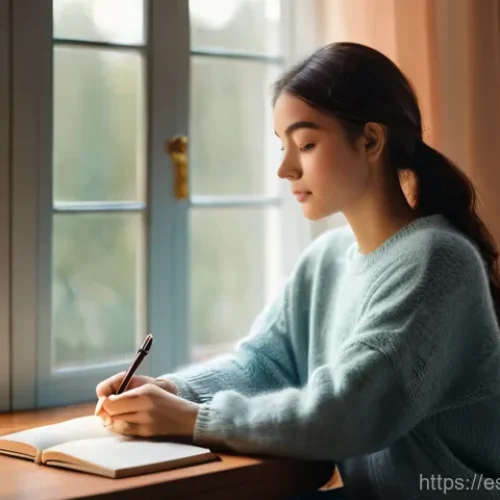 목적 중심 삶의 정신적 건강 영향 - **Prompt: "A serene, contemplative young woman, appearing to be in her early 20s, sits quietly in a ...