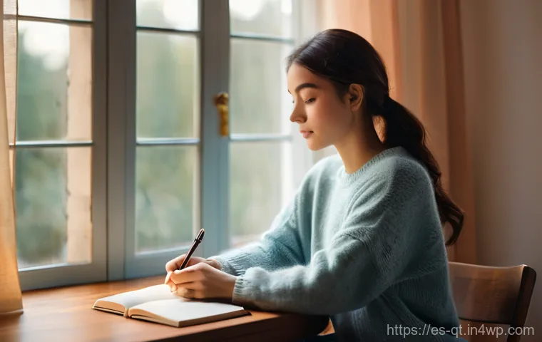 목적 중심 삶의 정신적 건강 영향 - **Prompt: "A serene, contemplative young woman, appearing to be in her early 20s, sits quietly in a ...