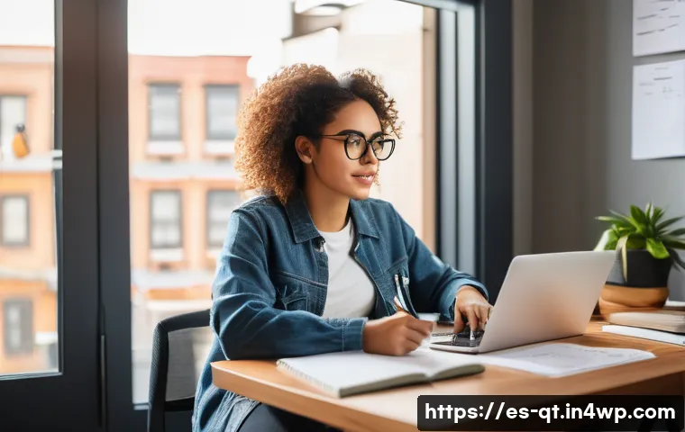 목적을 향한 지속적 성장 방법 - A focused young Hispanic woman sitting at a modern desk in a cozy home office, surrounded by motivat...