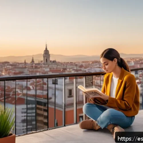 Home 32 목적 중심 삶을 위한 자기 평가 방법 - A serene scene of a young Hispanic woman sitting cross-legged on a cozy balcony overlooking a vibran...